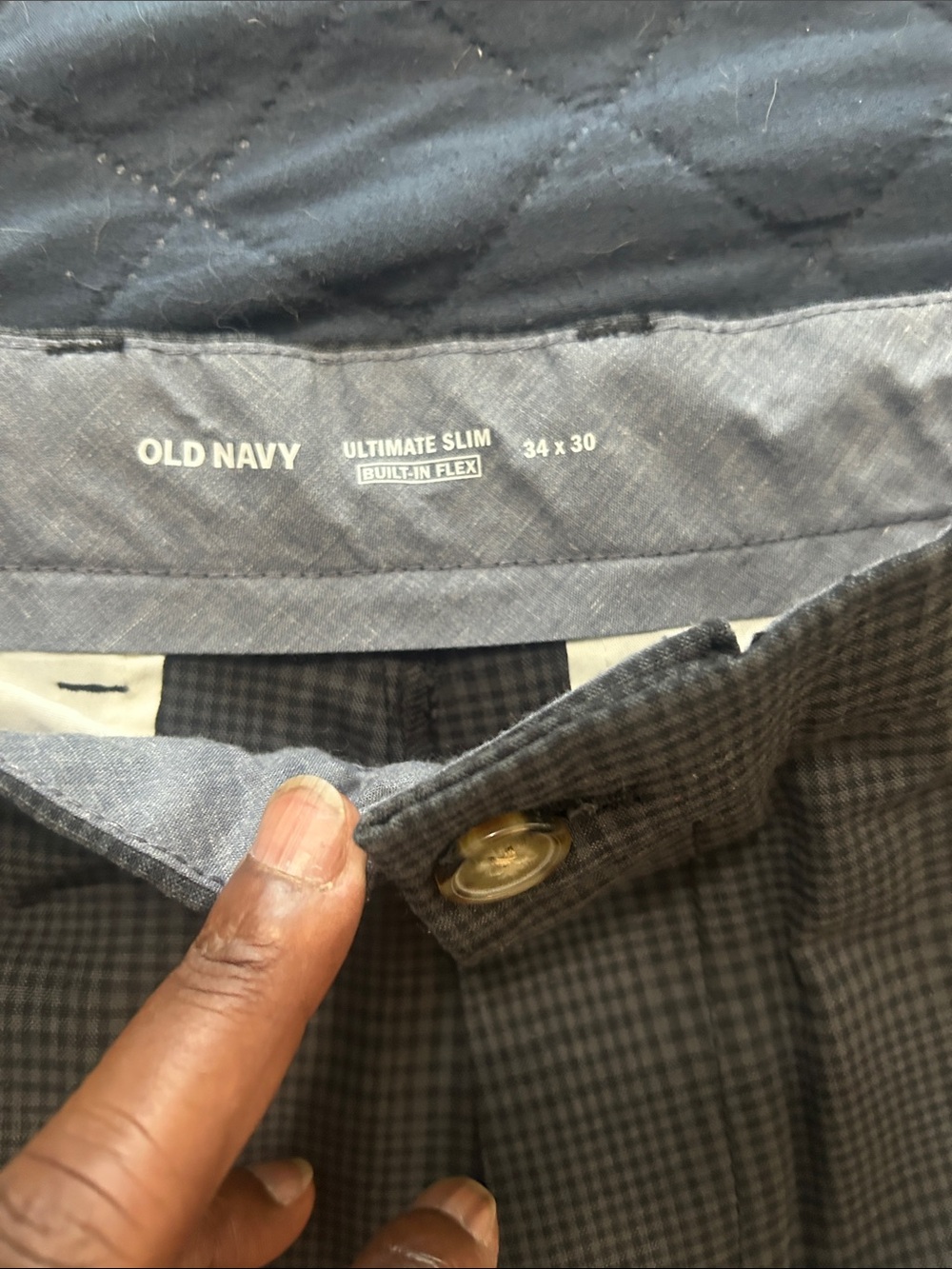 Old Navy Gray Micro-Check Slim Dress Pants